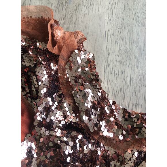 Free People Mini Siren Bronze Sequin Dress - 4 - Picture 7 of 8